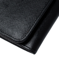 Pre Owned Prada Black Saffiano Leather Continental Wallet