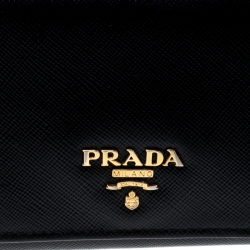 Pre Owned Prada Black Saffiano Leather Continental Wallet