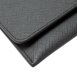 Pre Owned Prada Grey Saffiano Leather Card Holder