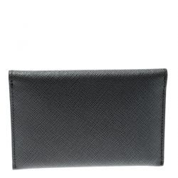 Pre Owned Prada Grey Saffiano Leather Card Holder