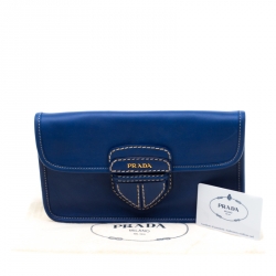 Pre Owned Prada Royal Blue Leather City Clutch