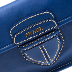 Pre Owned Prada Royal Blue Leather City Clutch