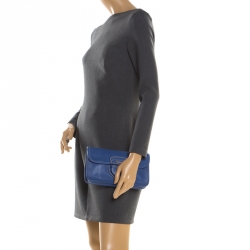 Pre Owned Prada Royal Blue Leather City Clutch
