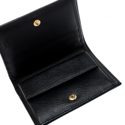Pre Owned Prada Black Saffiano Metal Bifold Wallet