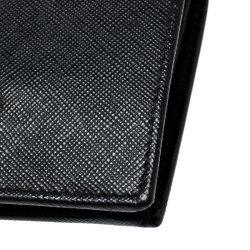 Pre Owned Prada Black Saffiano Metal Bifold Wallet