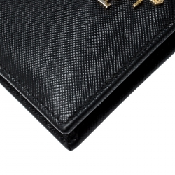 Pre Owned Prada Black Saffiano Metal Bifold Wallet