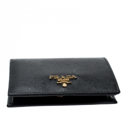 Pre Owned Prada Black Saffiano Metal Bifold Wallet