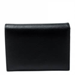 Pre Owned Prada Black Saffiano Metal Bifold Wallet
