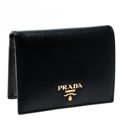 Pre Owned Prada Black Saffiano Metal Bifold Wallet