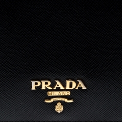 Pre Owned Prada Black Saffiano Metal Bifold Wallet