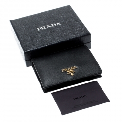 Pre Owned Prada Black Saffiano Metal Bifold Wallet