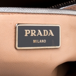 Pre Owned Prada Silver Saffiano Leather 50s Car Clutch