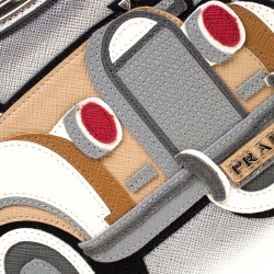 Pre Owned Prada Silver Saffiano Leather 50s Car Clutch