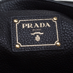 Pre Owned Prada Black Vitello Daino Leather Tote 
