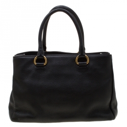 Pre Owned Prada Black Vitello Daino Leather Tote 