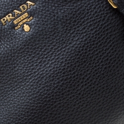 Pre Owned Prada Black Vitello Daino Leather Tote 