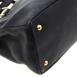 Pre Owned Prada Black Vitello Daino Leather Tote 