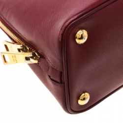 Pre Owned Prada Maroon Saffiano Lux Leather Small Promenade Crossbody Bag