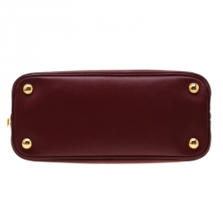 Pre Owned Prada Maroon Saffiano Lux Leather Small Promenade Crossbody Bag