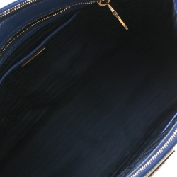 Pre Owned Prada Blue Saffiano Lux Leather Medium Double Zip Tote 