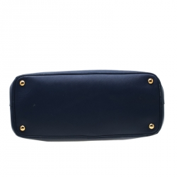 Pre Owned Prada Blue Saffiano Lux Leather Medium Double Zip Tote 