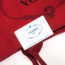 Pre Owned Prada Logo-Print Large Canvas Tote