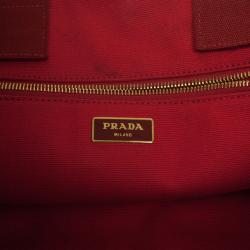 Pre Owned Prada Logo-Print Large Canvas Tote