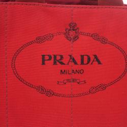 Pre Owned Prada Logo-Print Large Canvas Tote