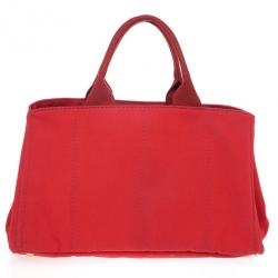 Pre Owned Prada Logo-Print Large Canvas Tote