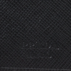 Pre Owned Prada Black Nylon and Leather Bifold Wallet