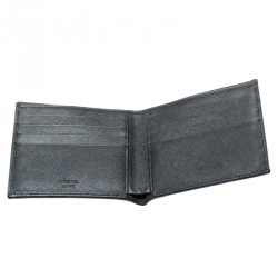 Pre Owned Prada Black Nylon and Leather Bifold Wallet