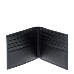 Pre Owned Prada Black Nylon and Leather Bifold Wallet