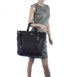 Pre Owned Prada Grey Pebbled Leather Vitello Daino Tote