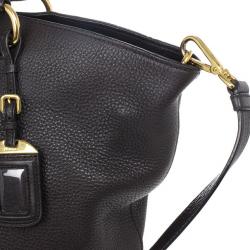 Pre Owned Prada Grey Pebbled Leather Vitello Daino Tote