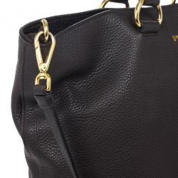 Pre Owned Prada Grey Pebbled Leather Vitello Daino Tote