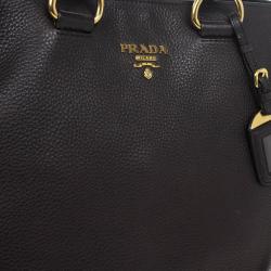 Pre Owned Prada Grey Pebbled Leather Vitello Daino Tote