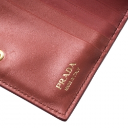 Pre Owned Prada Peach Saffiano Metal Leather Bifold Wallet