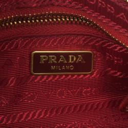 Pre Owned Prada Red Logo Stamp Travel Purse