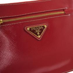 Pre Owned Prada Red Logo Stamp Travel Purse