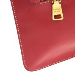Pre Owned Prada Red Logo Stamp Travel Purse