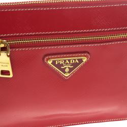 Pre Owned Prada Red Logo Stamp Travel Purse