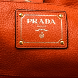 Pre Owned Prada Orange Vitello Daino Leather Shopper Tote