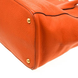 Pre Owned Prada Orange Vitello Daino Leather Shopper Tote