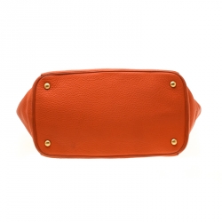 Pre Owned Prada Orange Vitello Daino Leather Shopper Tote