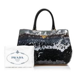 Pre Owned Prada Black Sequined Tote Bag