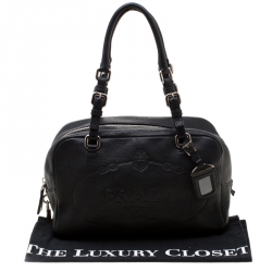 Pre Owned Prada Black Leather Bauletto Bag