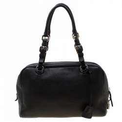 Pre Owned Prada Black Leather Bauletto Bag