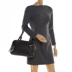 Pre Owned Prada Black Leather Bauletto Bag