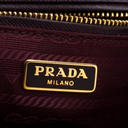 Pre Owned Prada Burgundy Quilted Nylon Pushlock Crossbody Bag