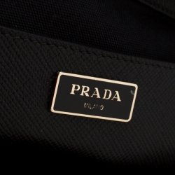 Pre Owned Prada Beige/Black Leather Double Zip Convertible Tote